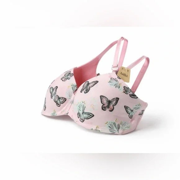 PINK Butterfly Push-Up Bra Cute Bralette Rosa Mariposa - Picture 7 of 8